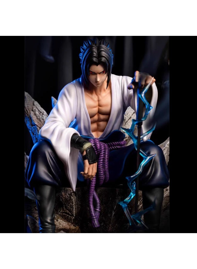 Naruto Curse Mark Sasuke Seated Figure,Anime Model, Desk Ornament and Edgy Birthday Gift - Image 1